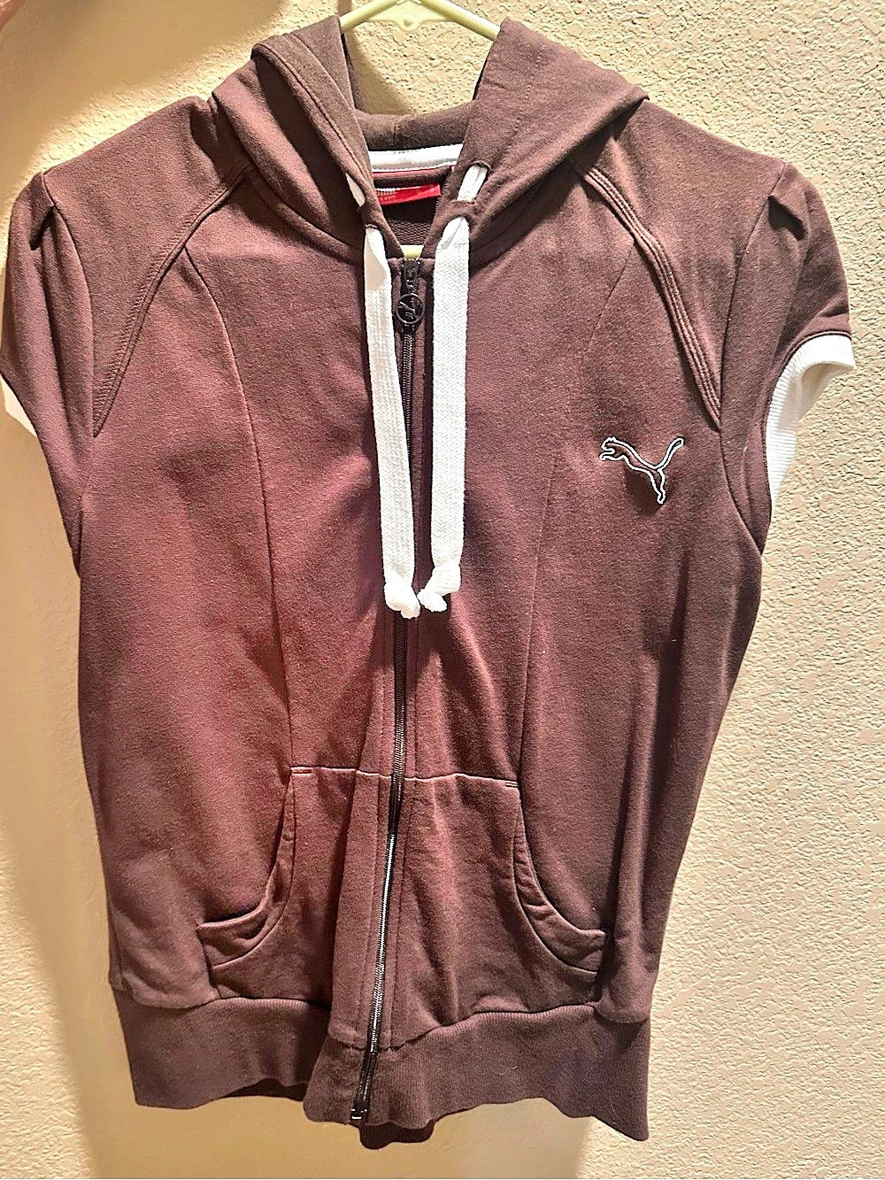 Puma Sleeveless Zip Hoodie in Brown Like New
